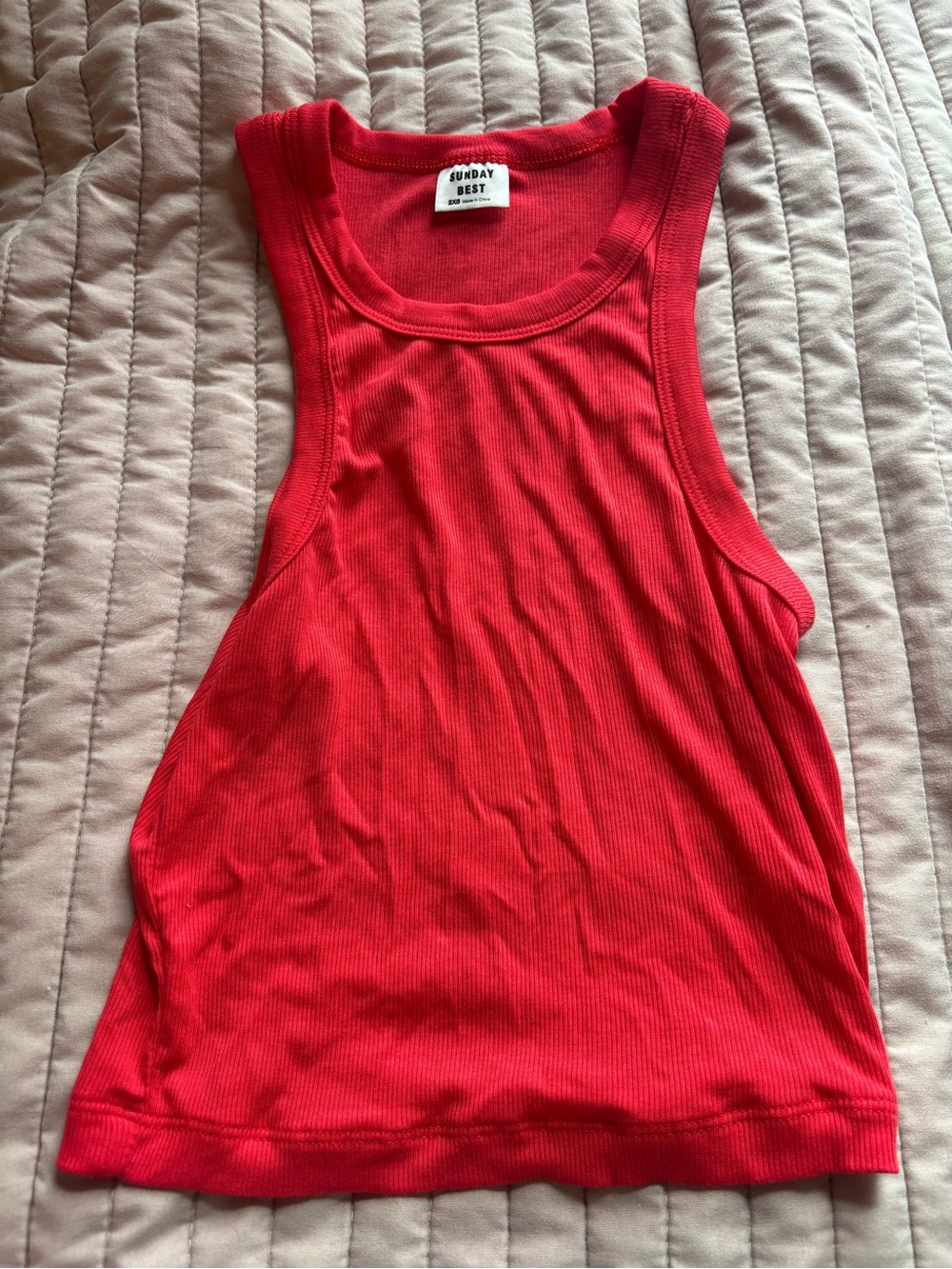 Aritzia Women's Red Ribbed Tank Top
